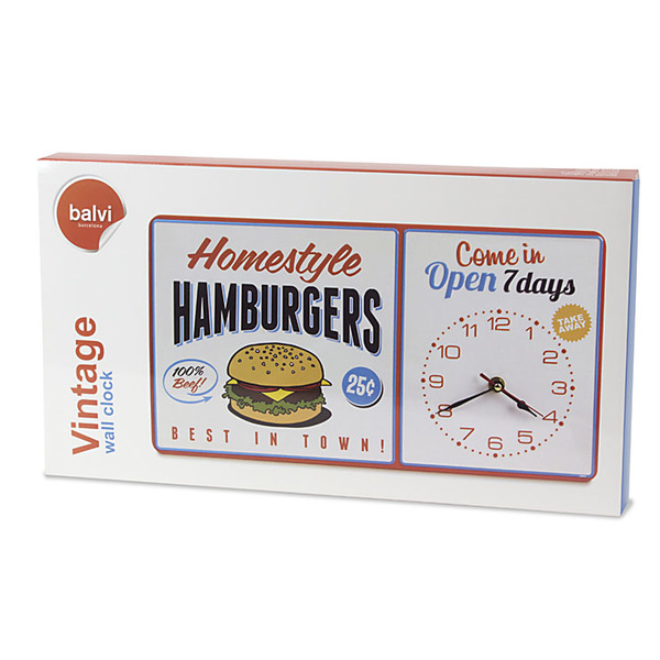 25833A Horloge murale Hamburgers métal
