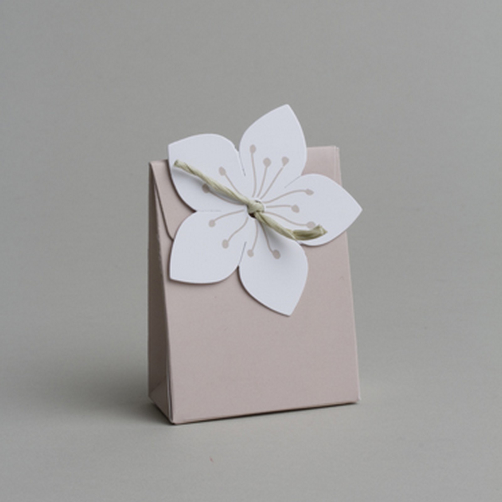 Ballotins à dragées - boites à dragées Forme Mini pochon Hibiscus beige vert x10