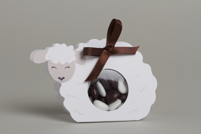 Ballotins à dragées - boites à dragées forme Mouton avec étui x6 mariage baptême communion anniversaire