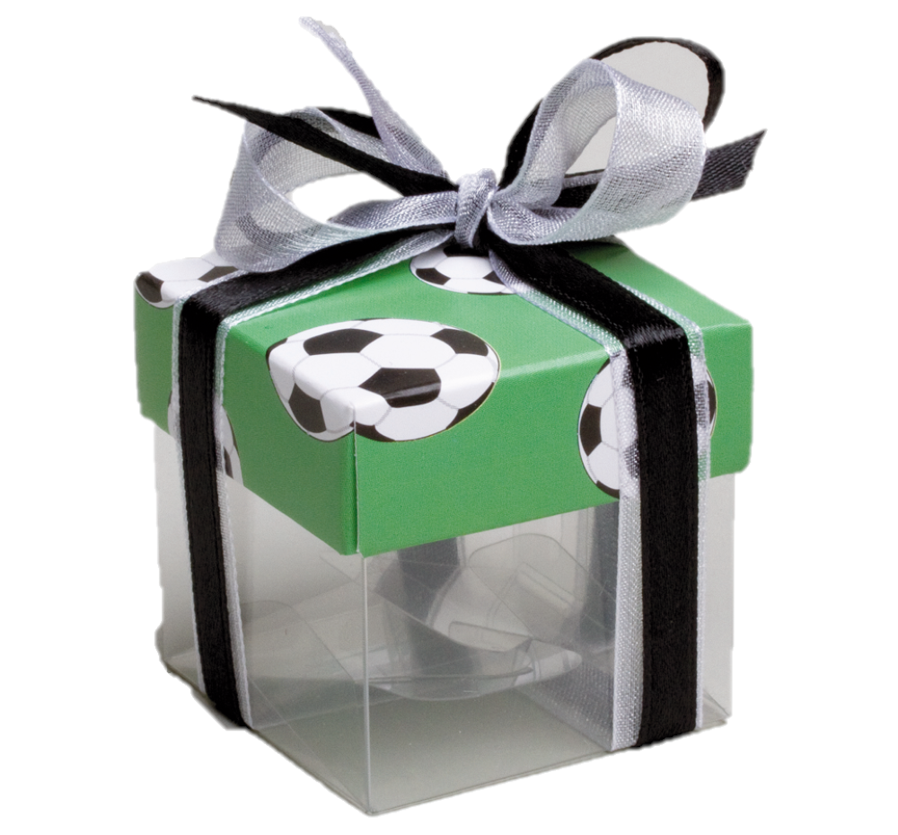 Ballotins à dragées mariage- boites à dragées forme mini cube vert thème Foot x10
