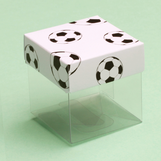 Ballotins à dragées mariage- boites à dragées forme mini cube blanc thème Foot x10