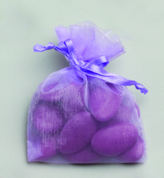 bourses en organza pour dragées ou emballage couleurs lilas