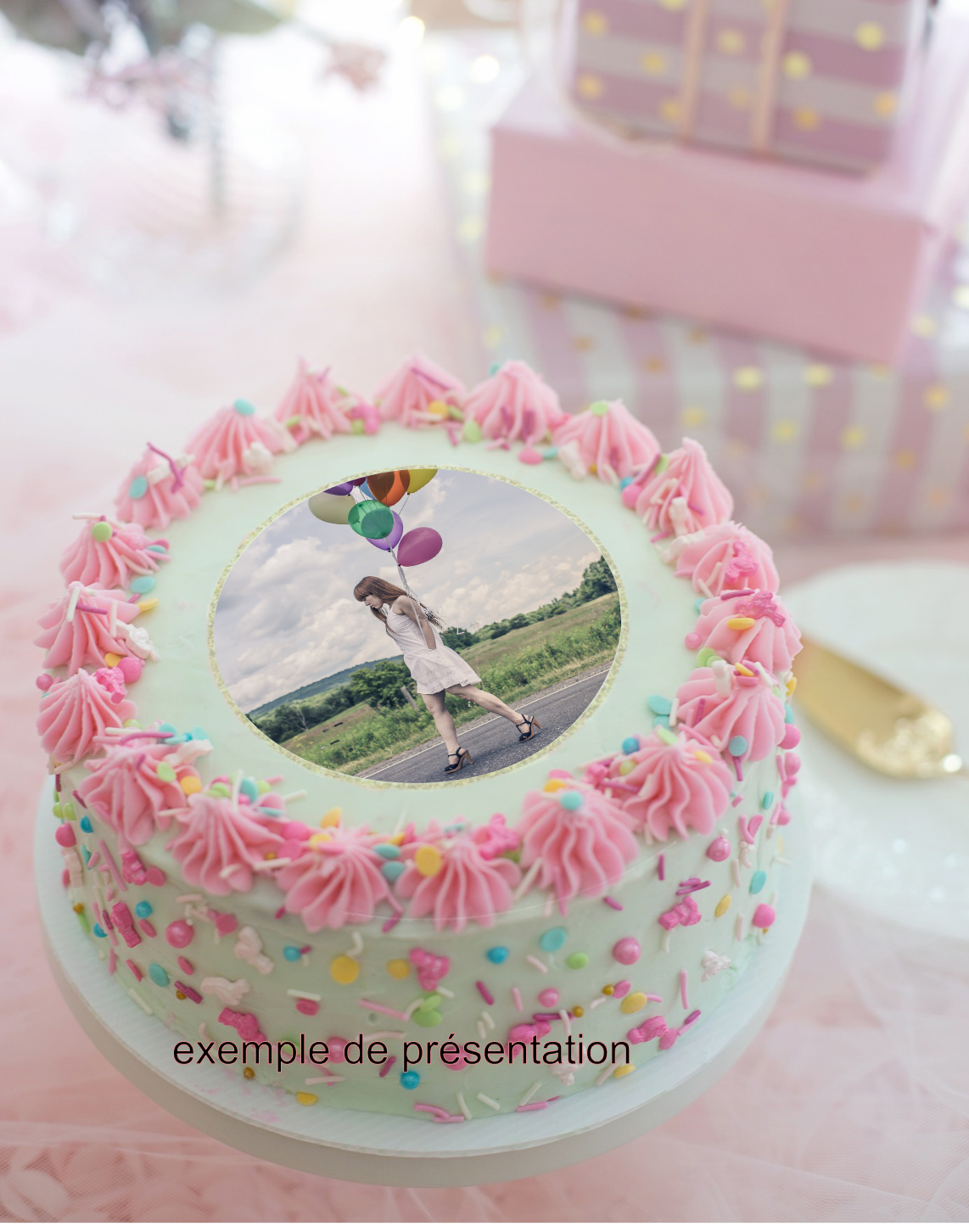 Disque en sucre Joyeux Anniversaire pour gâteau de 20 cm