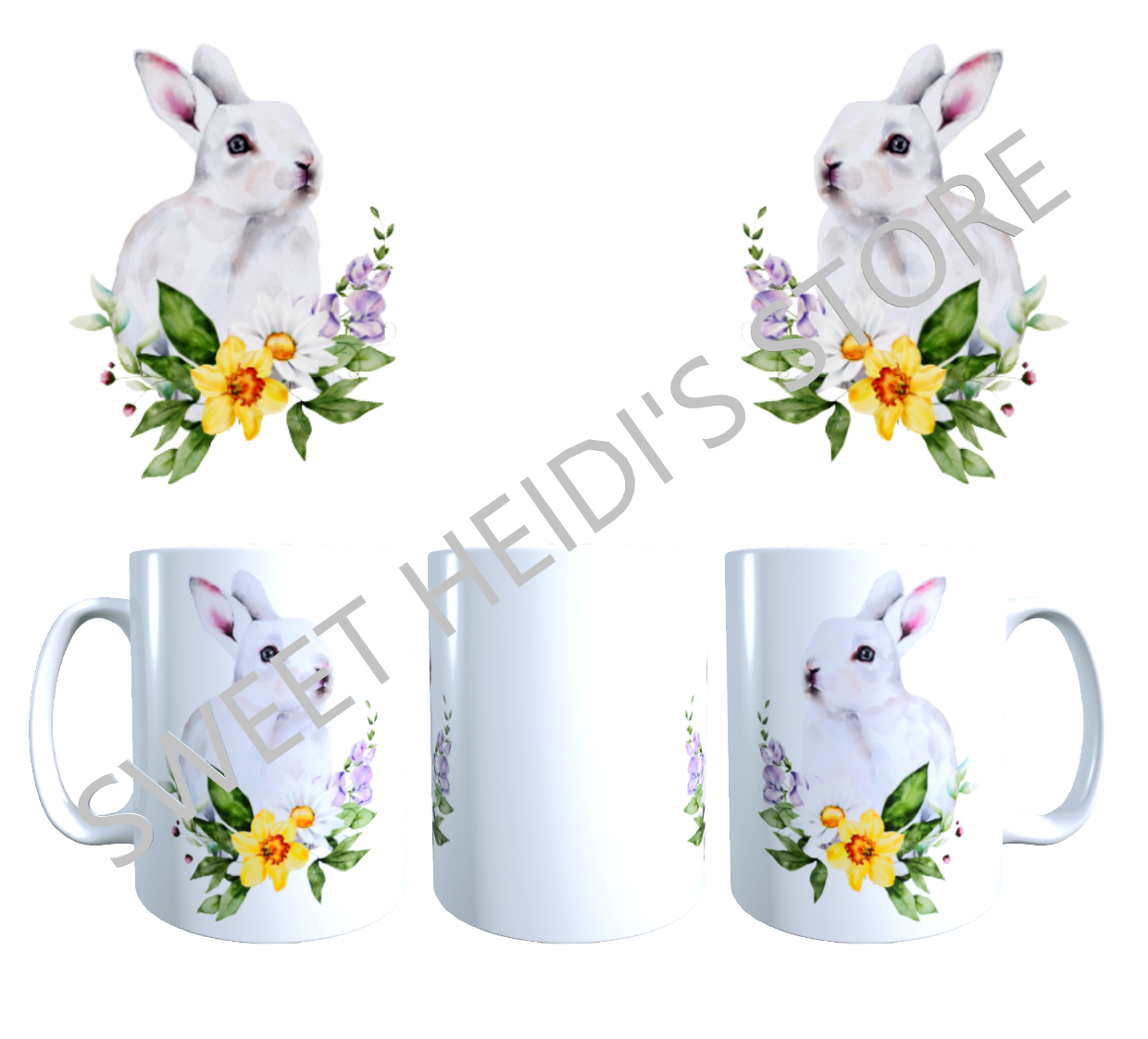 Mug de lapin fleurs mignon 330 ml Sweet Heidi\'s Store@