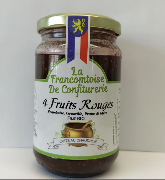 Confiture 4 Fruits Rouges (Groseille, Framboise, Mure, Fraise) 335g