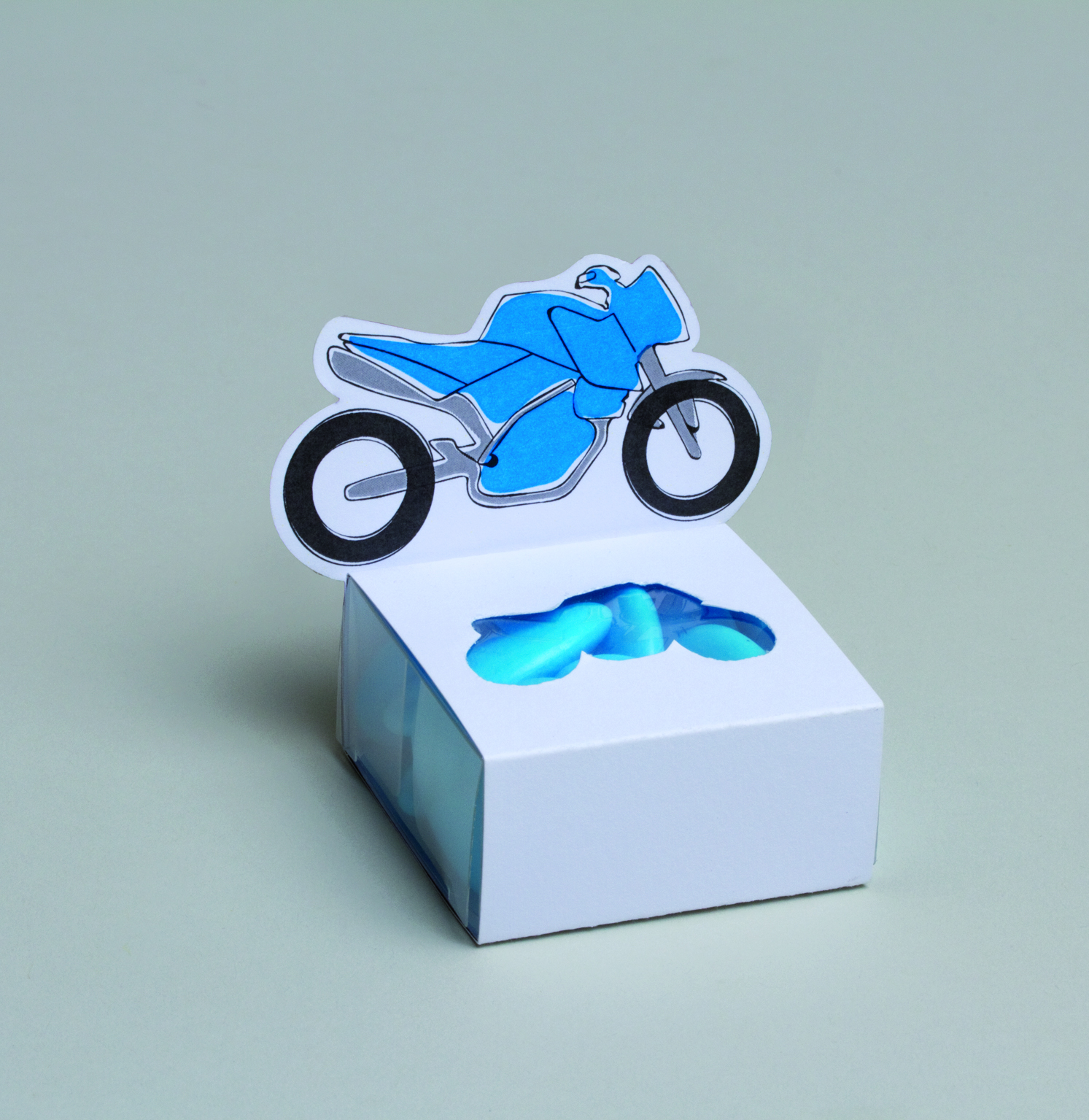 Ballotins à dragées - boites à dragées carré Relief Moto x4 Bleu