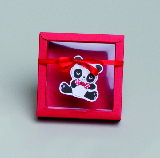 Lot de 2 boîtes à dragées Nina Grand modèle Panda noeud rouge