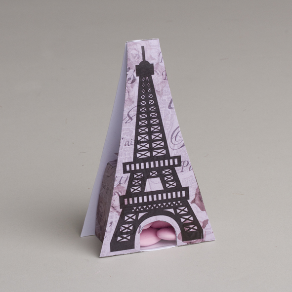 Lot de 6 ballotins à dragées forme Tour Eiffel avec étui thème Paris