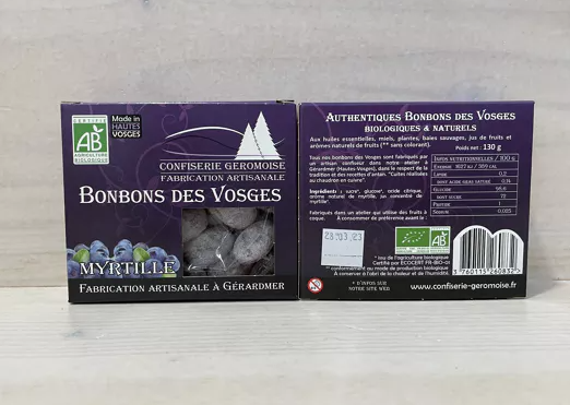 Bonbons des Vosges bio : Myrtille -130g