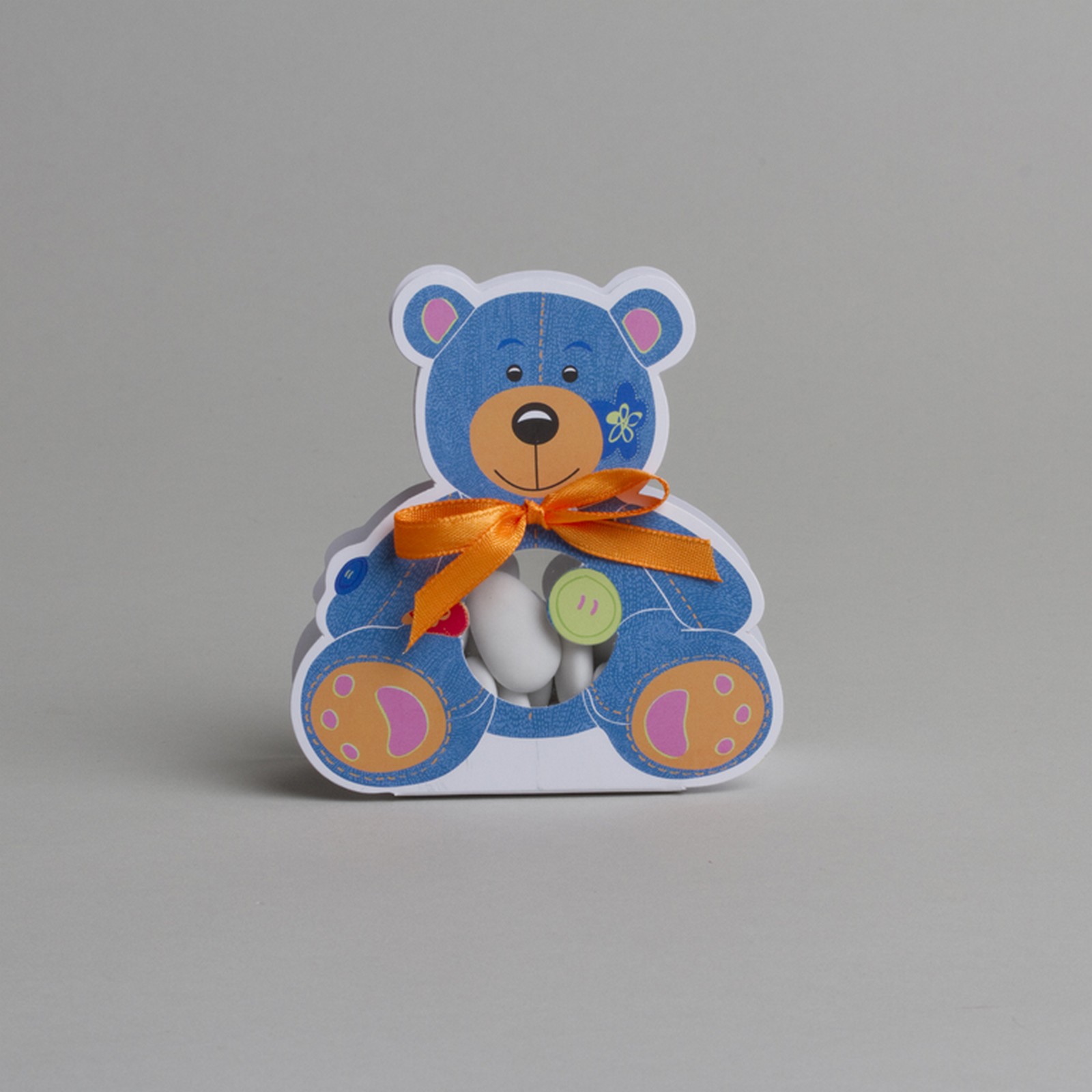 Lot de 5 boites à dragées ourson bouton sans ruban