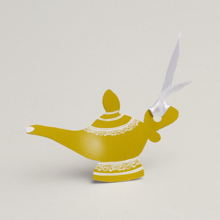 Lot de 12 étiquettes Forme Lampe d'Aladin pour boîtes à dragées sans ruban