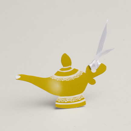 Lot de 12 étiquettes Forme Lampe dAladin pour boîtes à dragées sans ruban