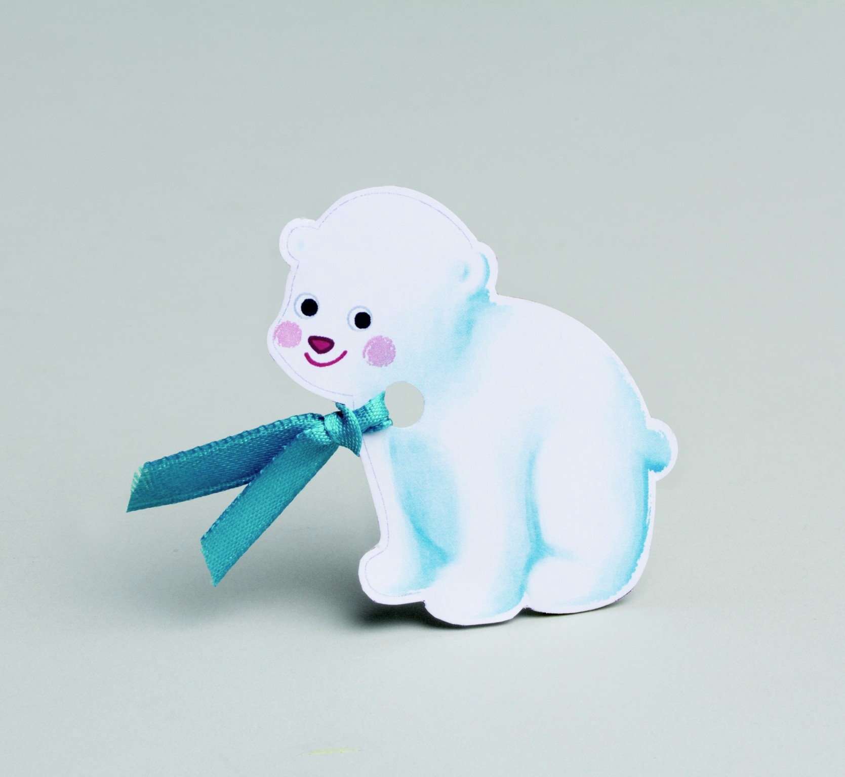 Lot de 12 étiquettes Forme ours polaire ciel  pour boîtes à dragées sans ruban