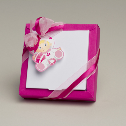 Lot de 2 Boites à dragées Bébés Fuchsia Forme Nina Grand modèle sans Ruban
