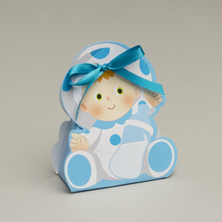 Lot de 10 boites à dragées ballotin bébé turquoise