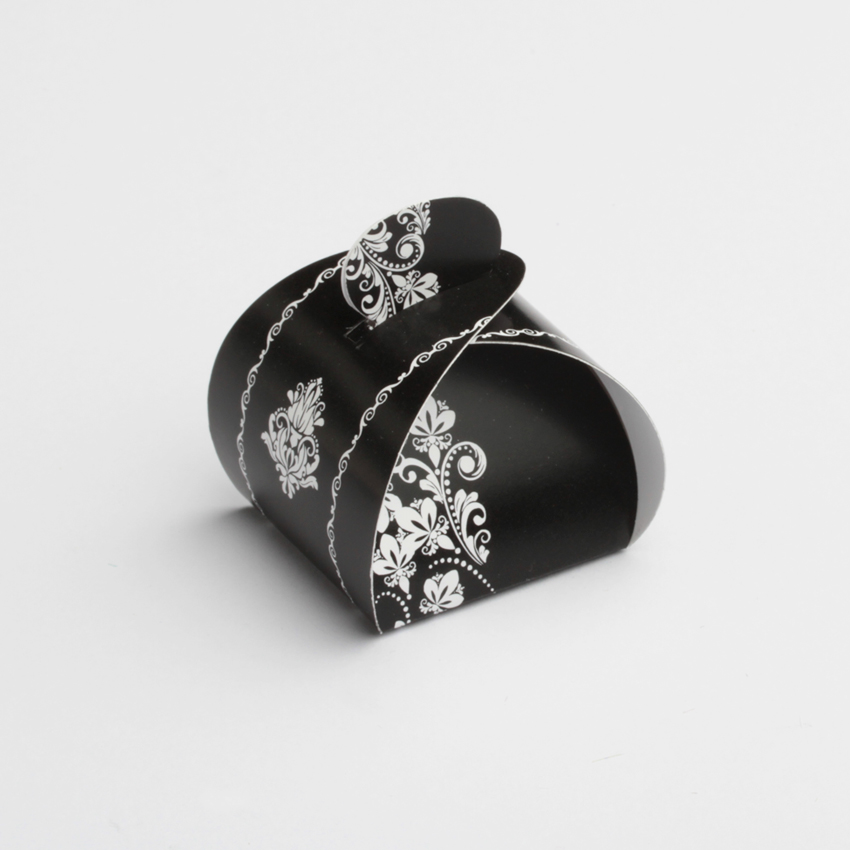 Lot de 10 boites à dragées mimosa petit modèle Baroque noir