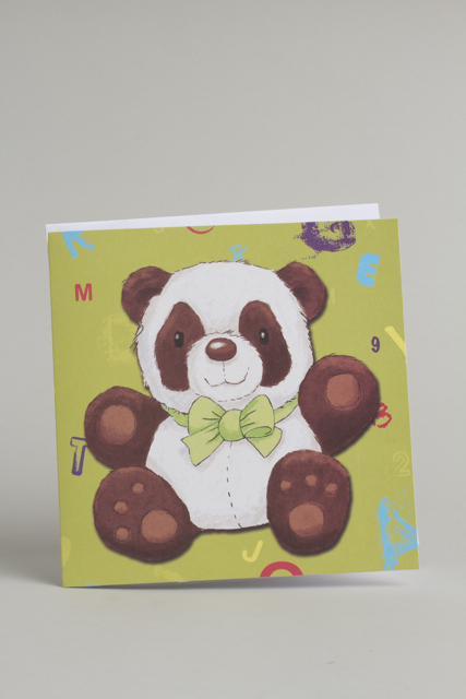 Faire parts thème panda noeud vert