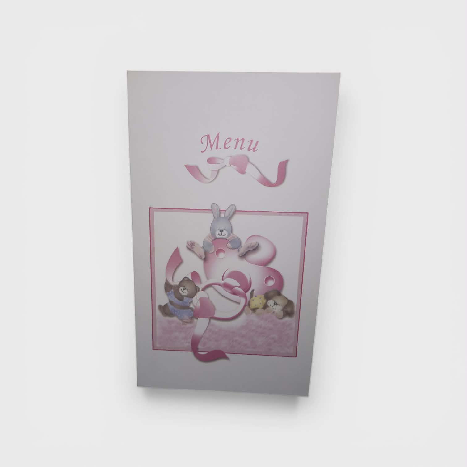 Lot de 10 Menus bapteme lapin rose