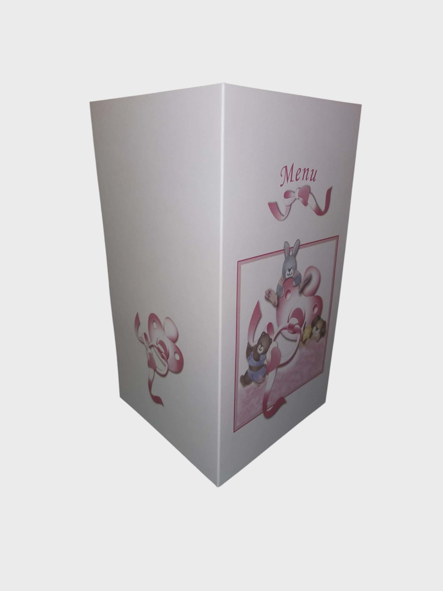 Lot de 10 Menus bapteme lapin rose