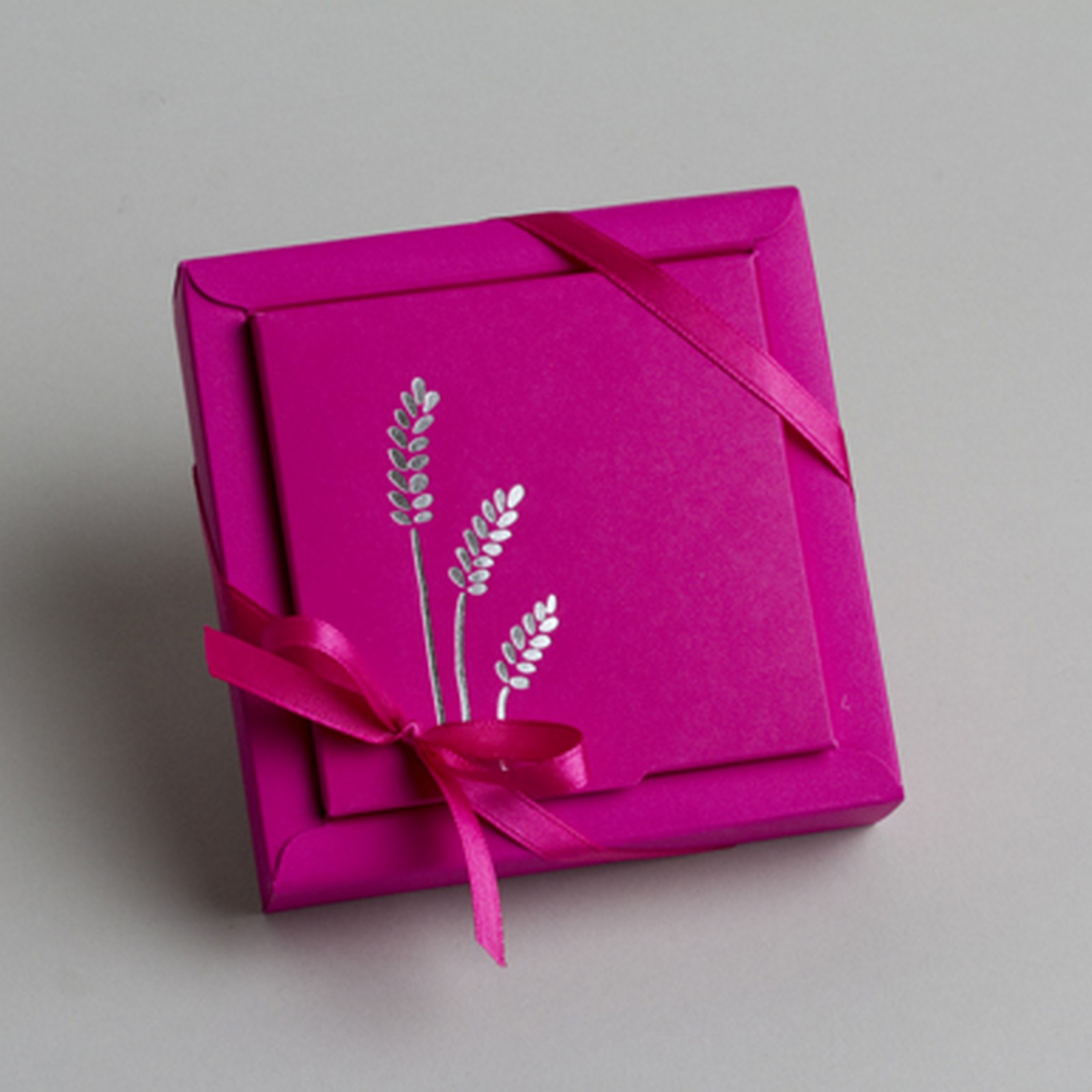Lot de 2 boîtes à dragées Nina Grand modèle Communion Blé Fuchsia