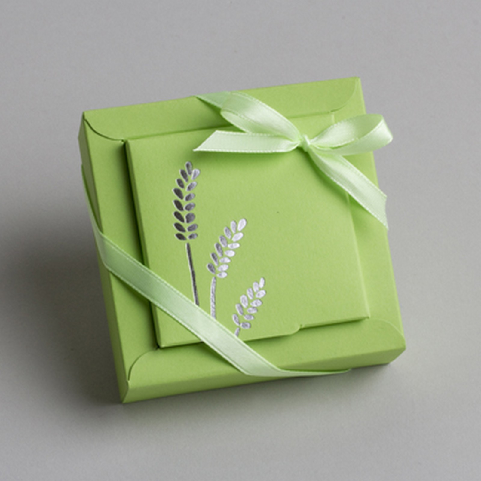 Lot de 2 boîtes à dragées Nina Petit modèle Communion Blé Vert