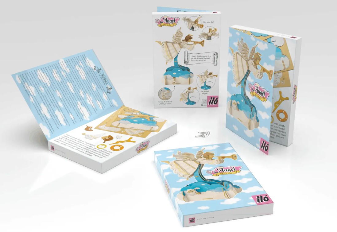 DIY Ilo Build 3D Mécanique Modèle en Bois Construction Angel Melody – Puzzle Maquette Musicale 26.5 × 21.5 × 31 cm