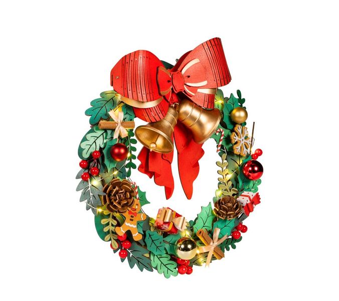 Couronne de Noël en bois Robotime TGL04, vue 2