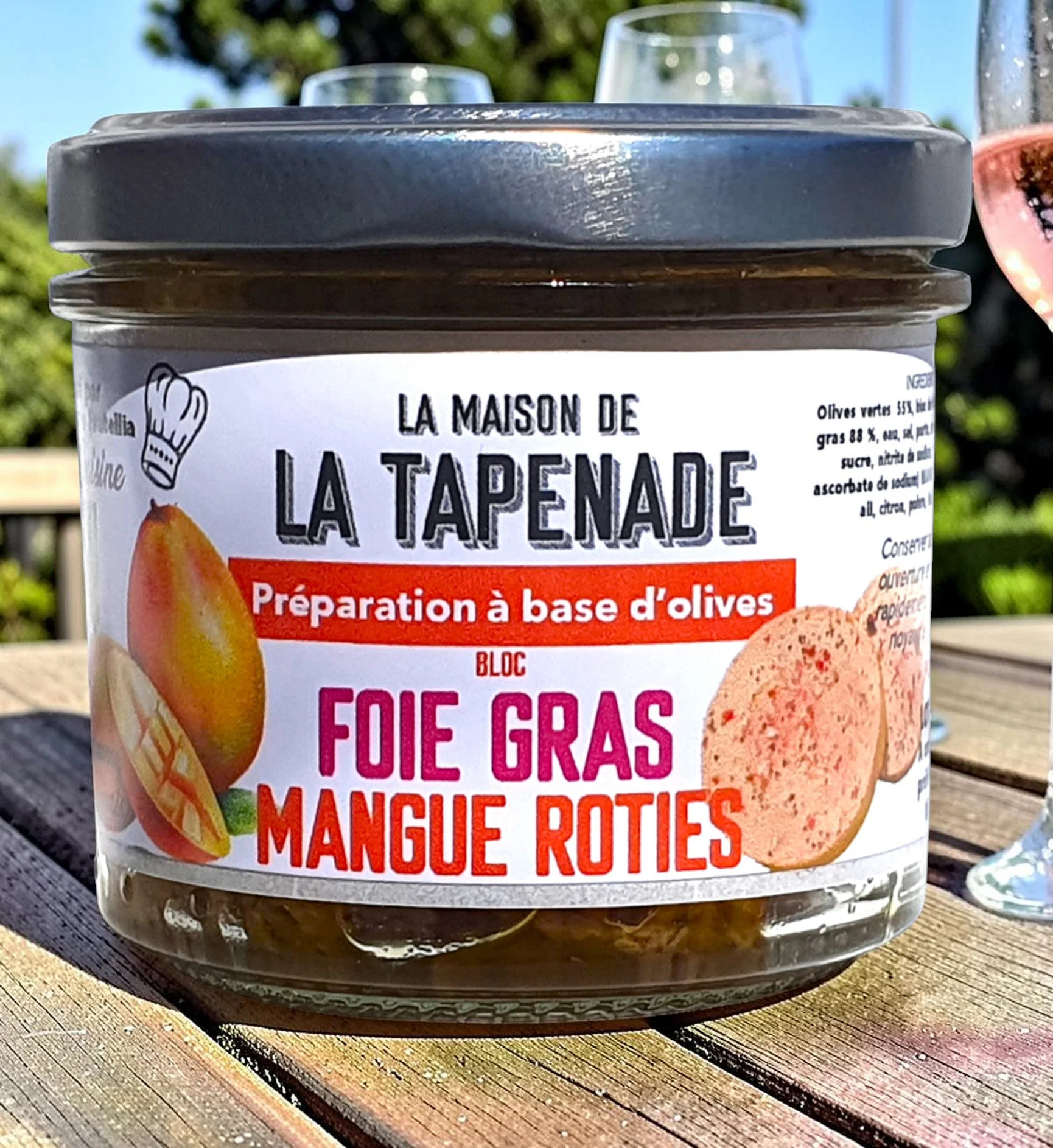 Pot de tapenade dolives vertes au foie gras et aux mangues rôties, 100 g