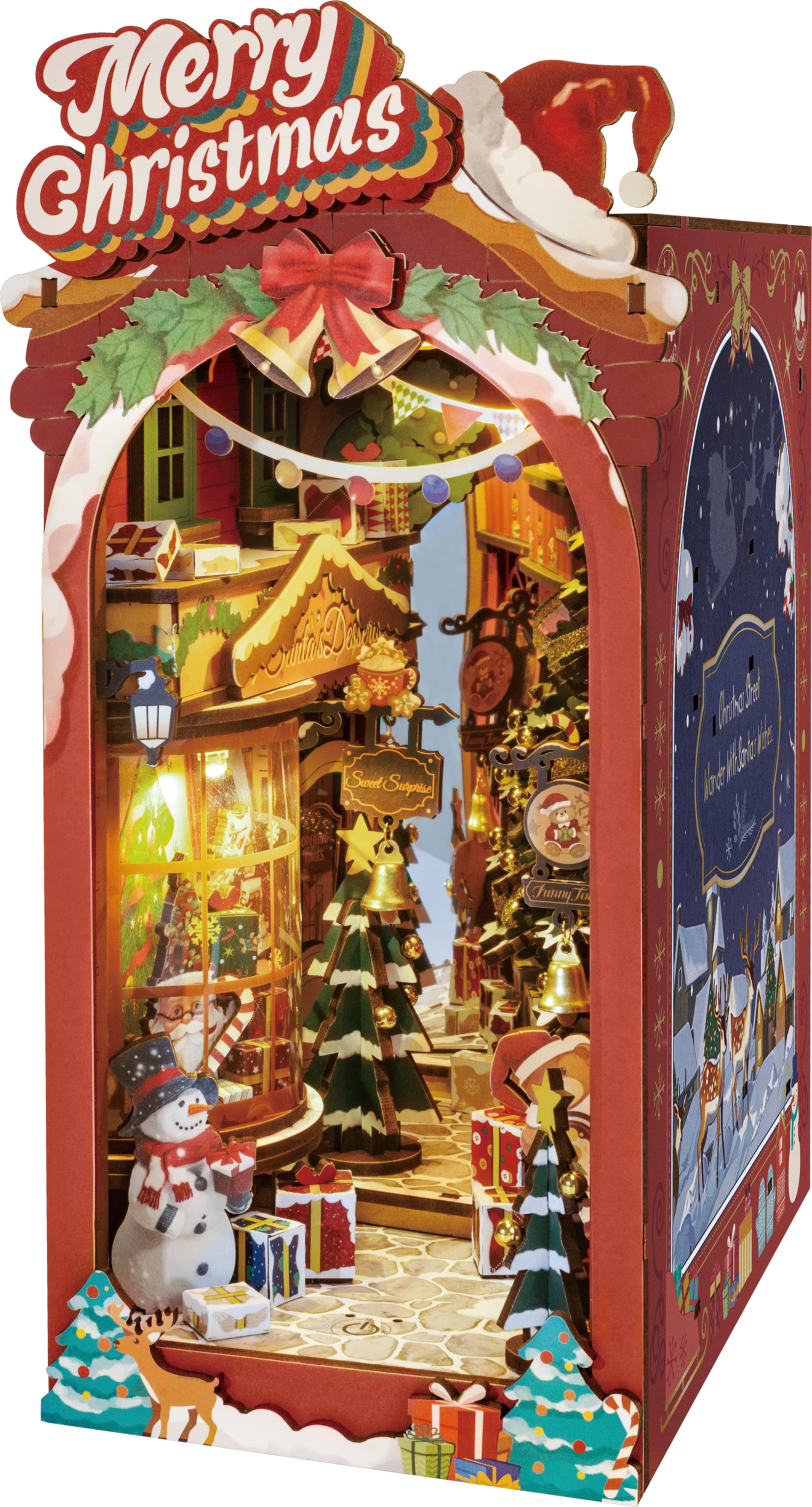 Book nook Noël Robotime TGC06, rue de Noël miniature montée