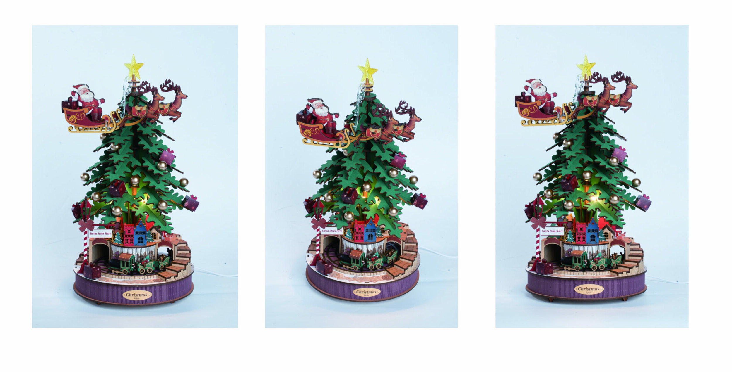 Sapin de Noël musical Robotime AMS01 sur fond blanc