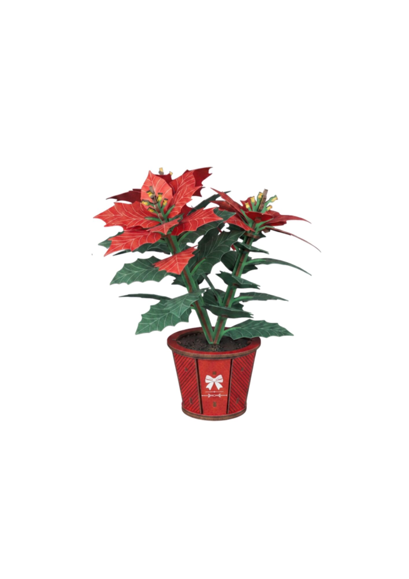 Poinsettia en bois Cutebee FWLP108 montée, étoile de Noël rouge et verte