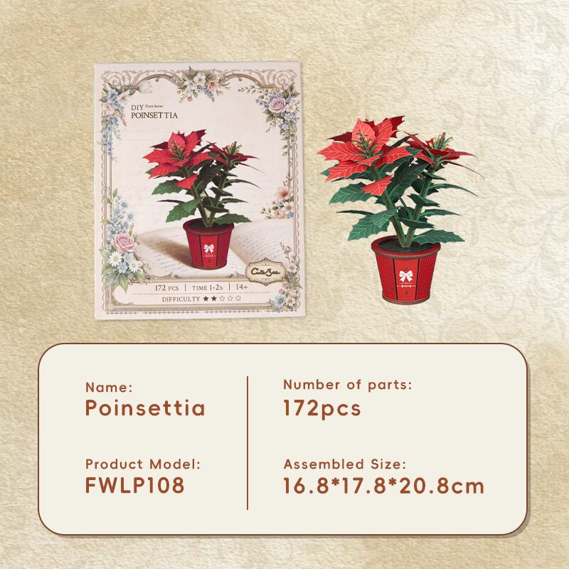Kit Cutebee FWLP108 de fleur poinsettia en bois à monter