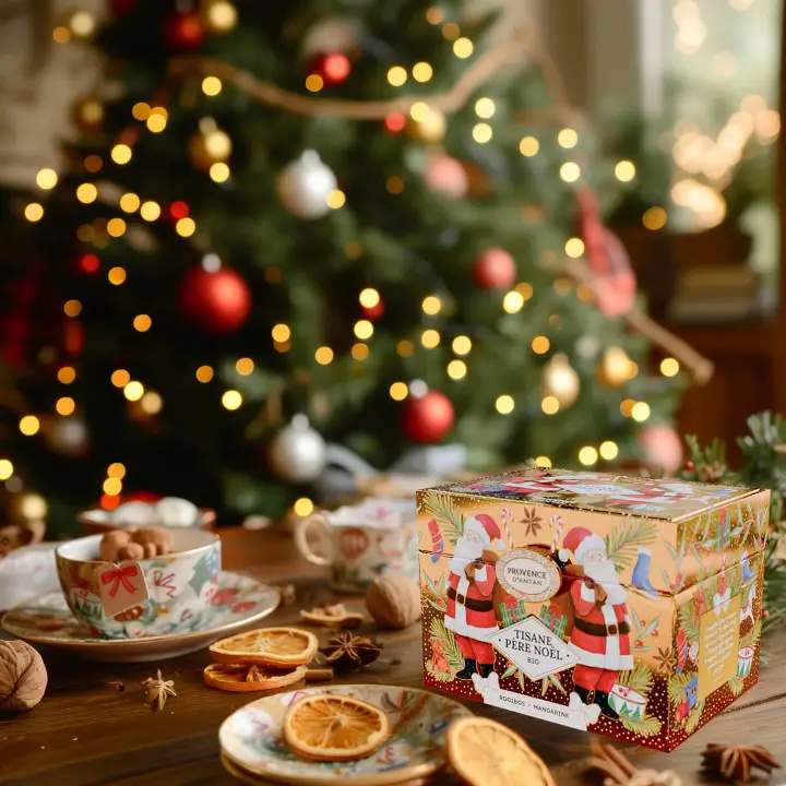 Sachets pyramides de la tisane Père Noël rooibos et mandarine