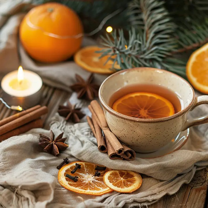 Tisane Père Noël rooibos et mandarine, détail de la boîte métal