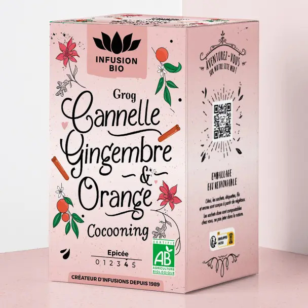 Infusion bio Grog cannelle, gingembre et orange, 16 sachets