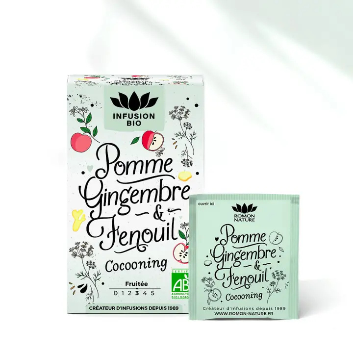 Infusion bio pomme, gingembre et fenouil, 16 sachets 2