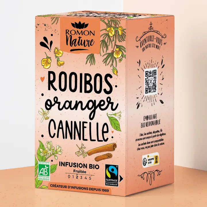 Infusion rooibos bio orange et cannelle, 16 sachets