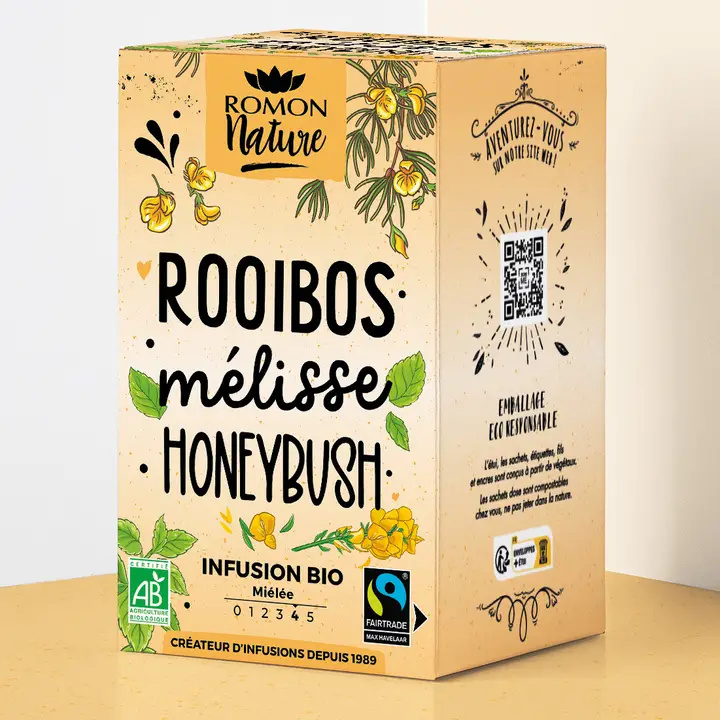 Infusion rooibos bio mélisse et honeybush, 16 sachets