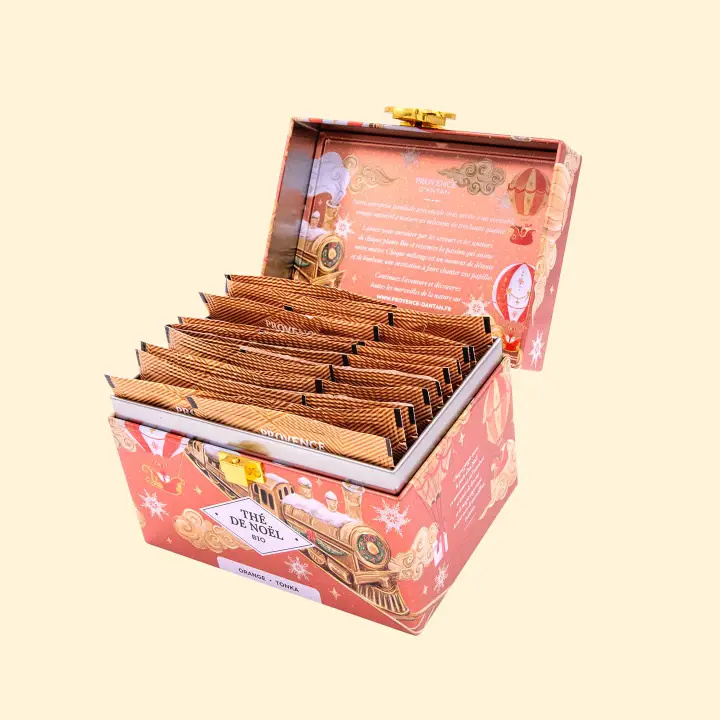 Thé blanc de Noël bio orange et fève de tonka, boîte métal 20 sachets 2