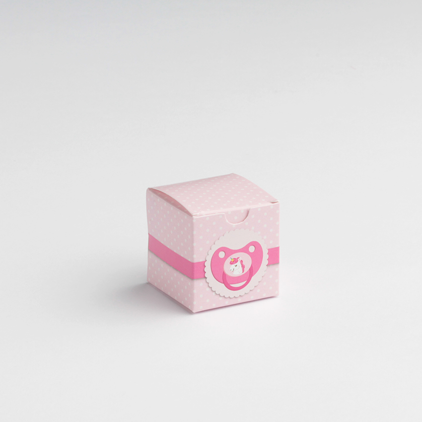 boite dragees cube candy licorne rose