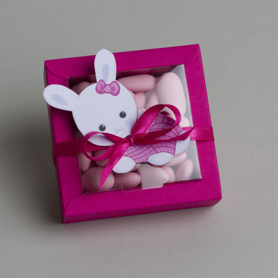 Lot de 2 boites à dragées Nina Petit modèle lapin rose sans ruban