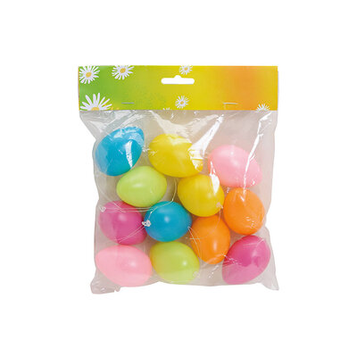 Ensemble d'oeufs de Pâques à suspendre (4x6x4cm) en plastique, ensemble coloré de 12