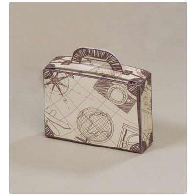 Ballotins à dragées - boites à dragées Forme Valise thème Aventurier x10