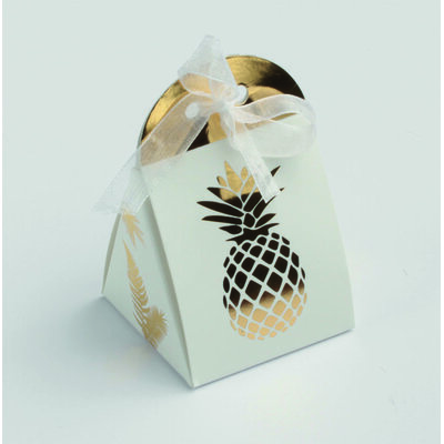 Ballotins à dragées - boites à dragées Forme Iris thème Ananas Blanc x10