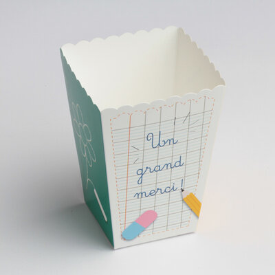 Ballotins à dragées - boites à Chocolat Forme Cornet Grand modèle thème Merci écolier x6