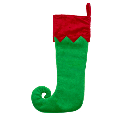 Chaussette de Noël forme Lutin verte et rouge Personnalisable GM