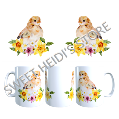 Mug petit oiseau fleuri