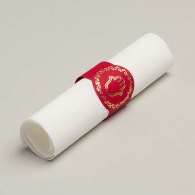 Lot de 4 ronds de serviette thème main de Fatma couleur rouge or