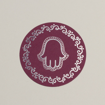 Lot de 12 sous verre thème main de Fatma couleur bordeaux argent