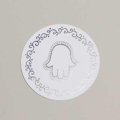 Lot de 12 sous verre thème main de Fatma couleur blanc argent